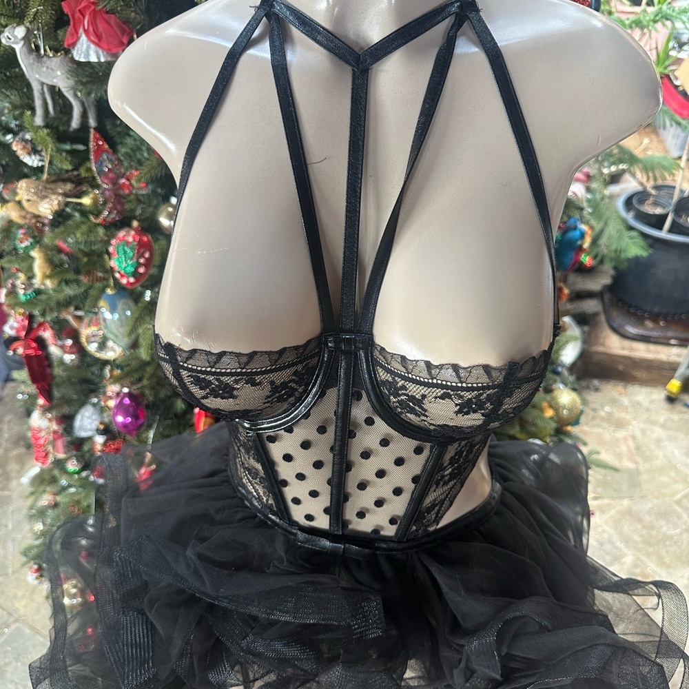 Victoria's Secret Black Lace and Mesh Chemise